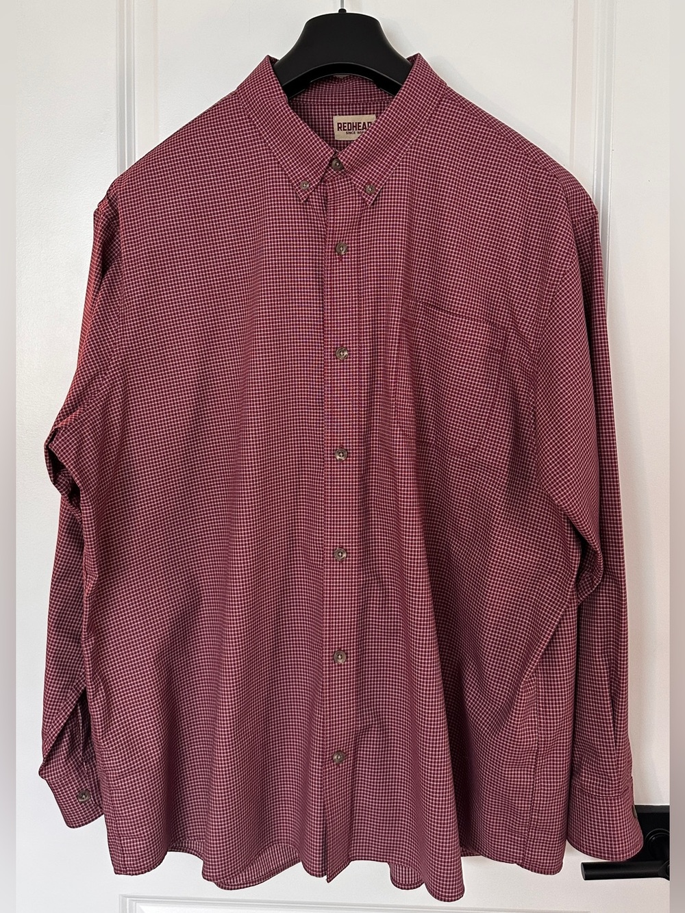 RedHead Men’s 3XL Burgundy Plaid Long Sleeve Button-Up Shirt